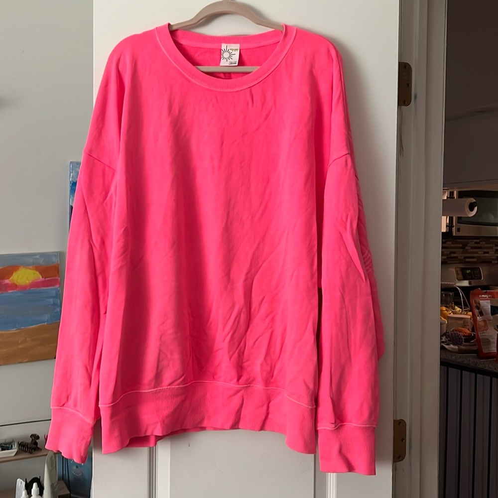 Offline by Aerie coral pink French terry sweatshirt throw back sweatshirt sz xxl